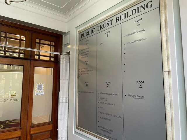 Level One, Public Trust Building, 442 Moray Place